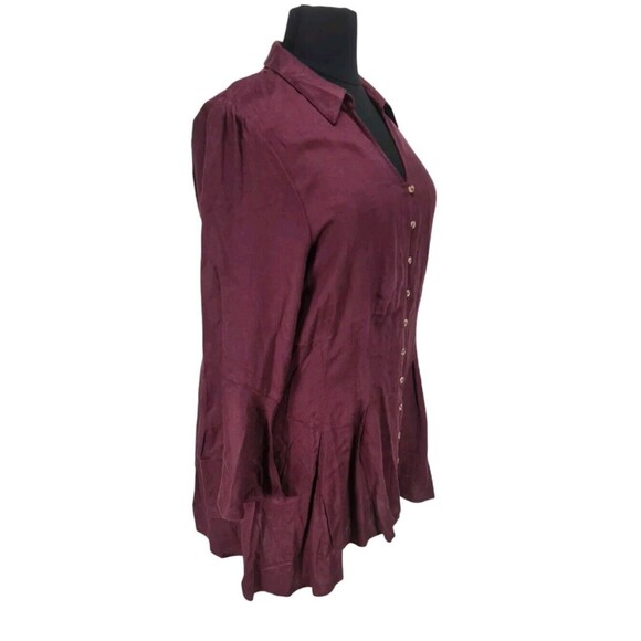 TORRID Fitflare Brushed Rayon Acrylic Flannel Top Plus Size 3X Burgundy  81P - Picture 2 of 7